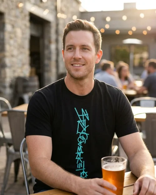 Bryggverket- Liggande turkos text